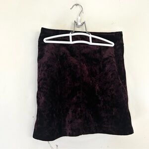 Storia Crushed Velvet Burgundy Witchy Mini Skirt S